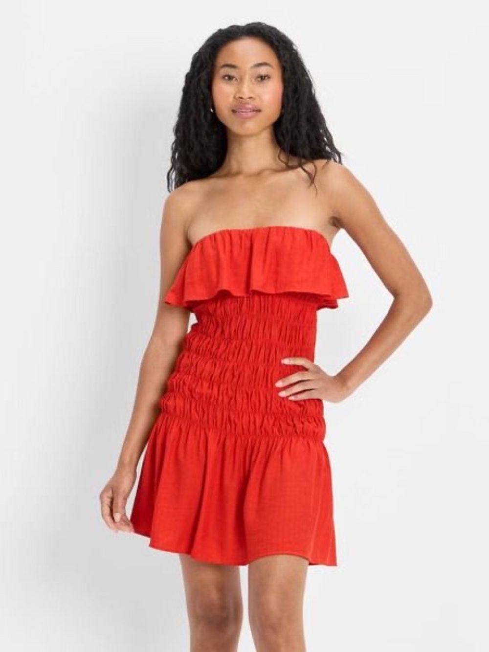 Future Collective Women's Drop Waist Ruffle Mini A-Line Dress